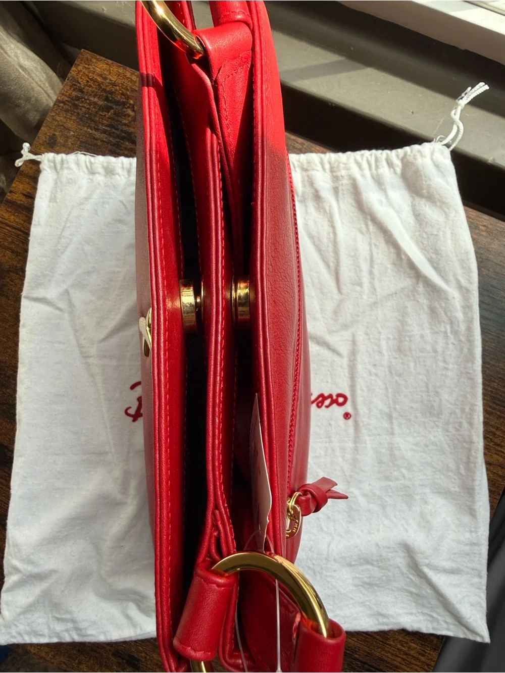NWT Paloma Picasso Red Leather Shoulder Bag with Gold Hardware